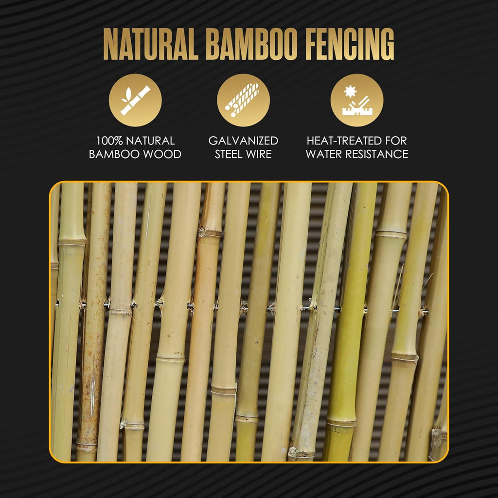 Bamboo Fence Roll 8ft x 6ft, Outdoor Privacy Screen for Patio and Balcony W534689
