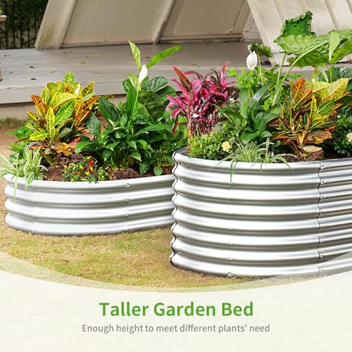 Galvanized Raised Garden Bed Kit 4x2x1.5ft Oval Metal Planter Box for Vegetables Outdoor V57489