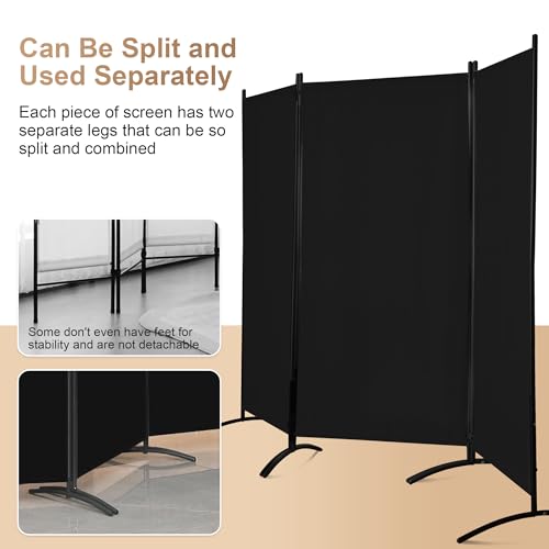 4 Panel Folding Room Divider Privacy Screen with Steel Frame F2996