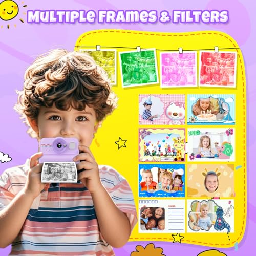 Kids Instant Print Camera 1080P HD with 3 Rolls Paper & 32GB Card U8422