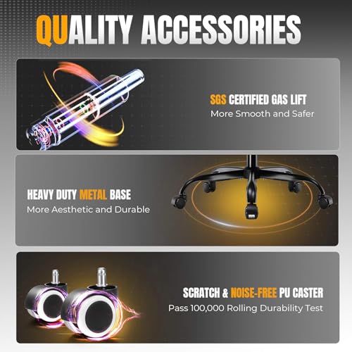 Gaming Chair Ergonomic Office Chair with Foot Rest, Breathable Fabric Computer Chair with Headrest and Lumbar Support O7023