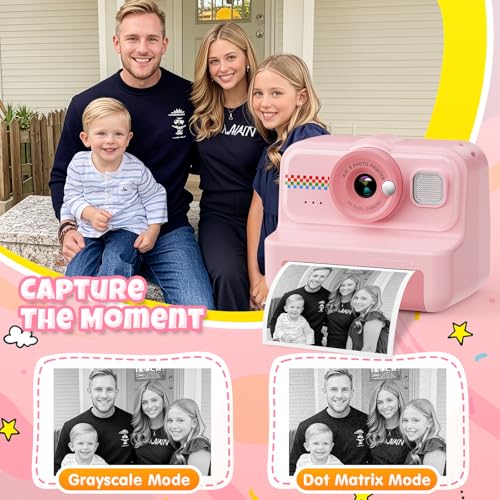 Kids Instant Print Camera 1080P HD with 3 Rolls Paper & 32GB Card U8422