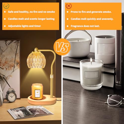 Candle Warmer Lamp with Timer, Dimmable Height for Jar Candles C186405