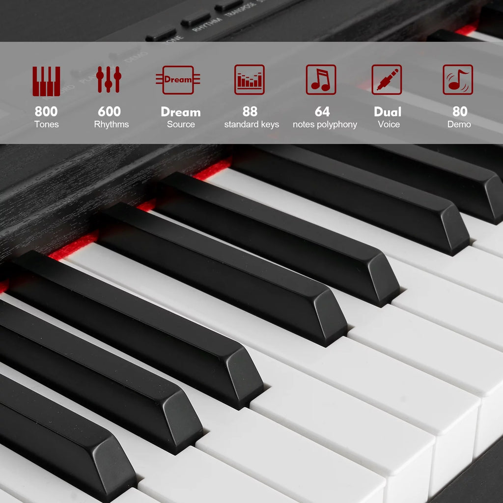 88-Key Digital Piano Weighted Keyboard with Stand, Bluetooth, Pedal, Bag N29665
