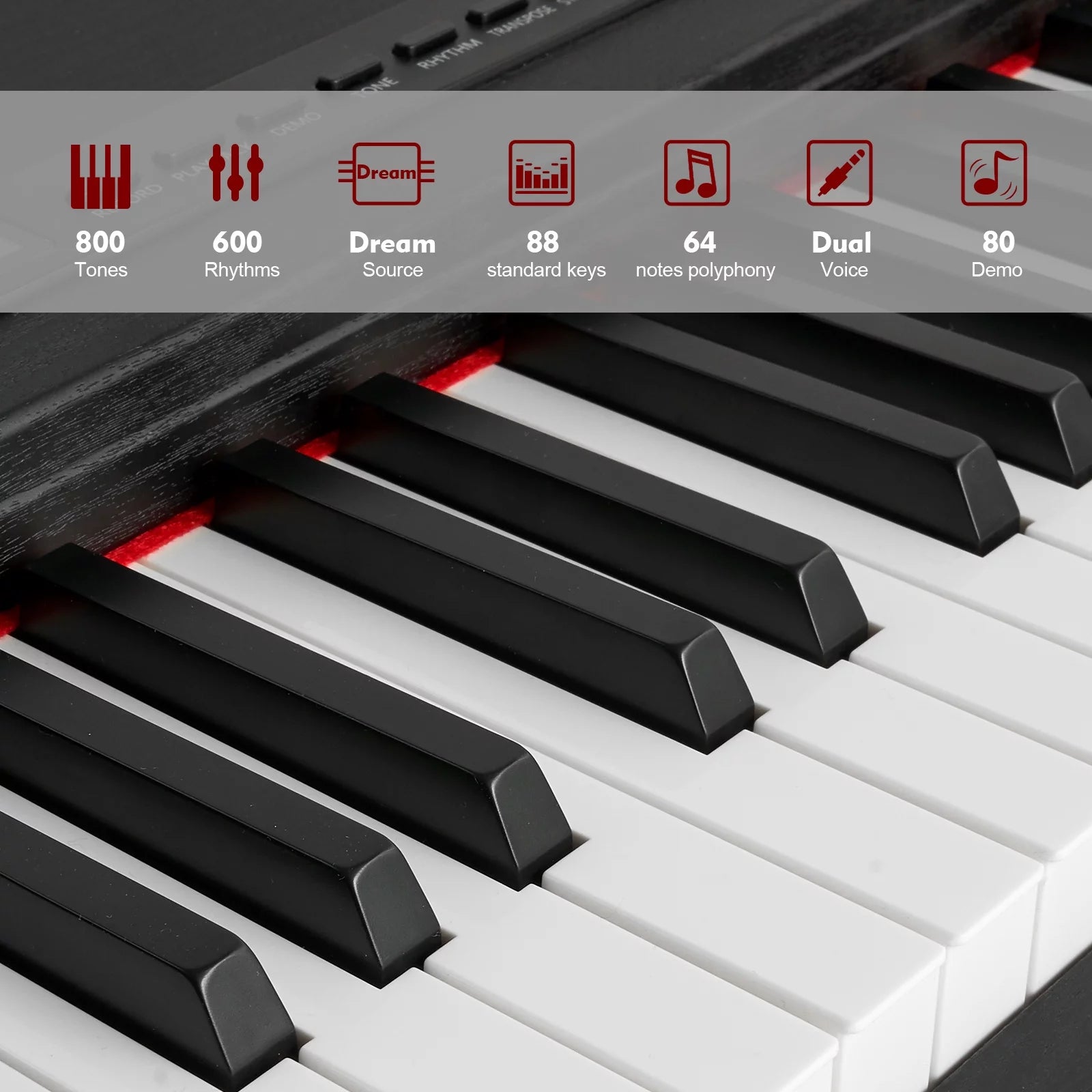 88-Key Digital Piano Weighted Keyboard with Stand, Bluetooth, Pedal, Bag N29665