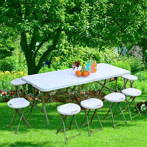 Folding Table 5 FT Plastic Portable for Dining Picnic Camping E74421