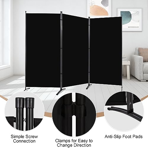 4 Panel Folding Room Divider Privacy Screen with Steel Frame F2996