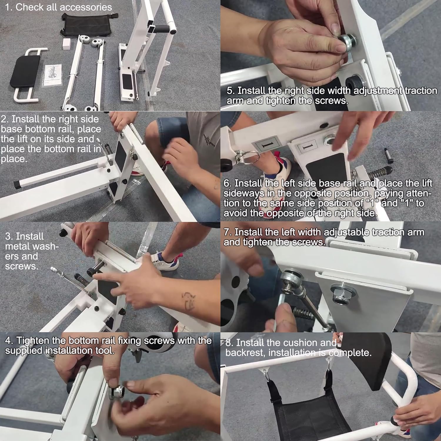 Electric Patient Lift Transfer Chair, Foldable Portable, Bed to Wheelchair, White H74233
