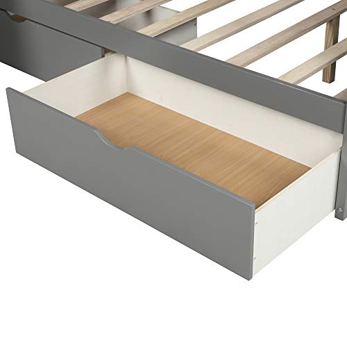 Twin Over Full Bunk Bed with Slide and Stairs for Kids I642