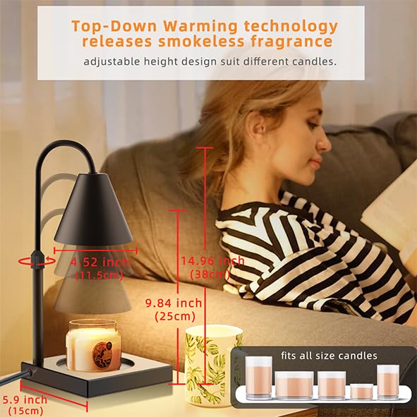 Dimmable Metal Candle Warmer Lamp, Height Adjustable for Large Jars T149
