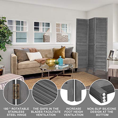 6 Panel Wood Room Divider Privacy Screen Freestanding White U13428