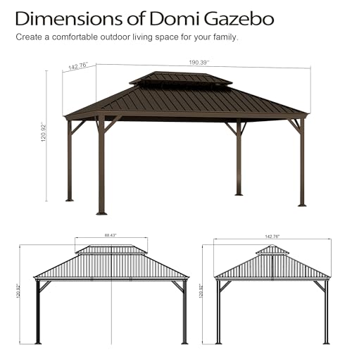 10 x 10 ft Hardtop Gazebo with Netting and Curtains, Galvanized Steel Roof for Patio K80436