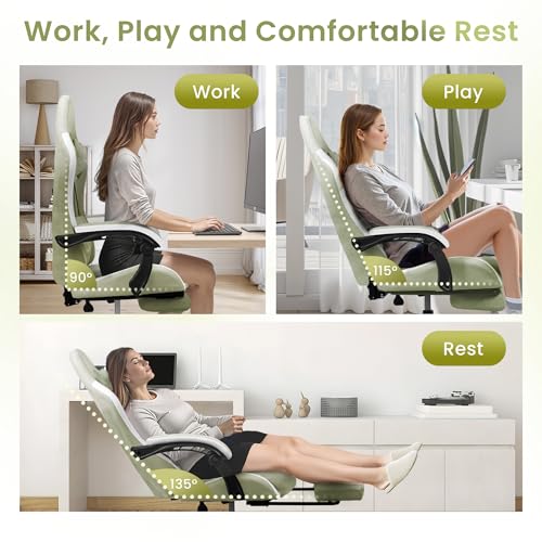 Gaming Chair with Footrest Lumbar Support High Back Recliner Ergonomic Leather L124