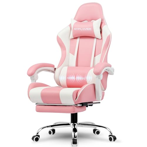 Gaming Chair with Footrest and Lumbar Support, Height Adjustable, Blue Y9034