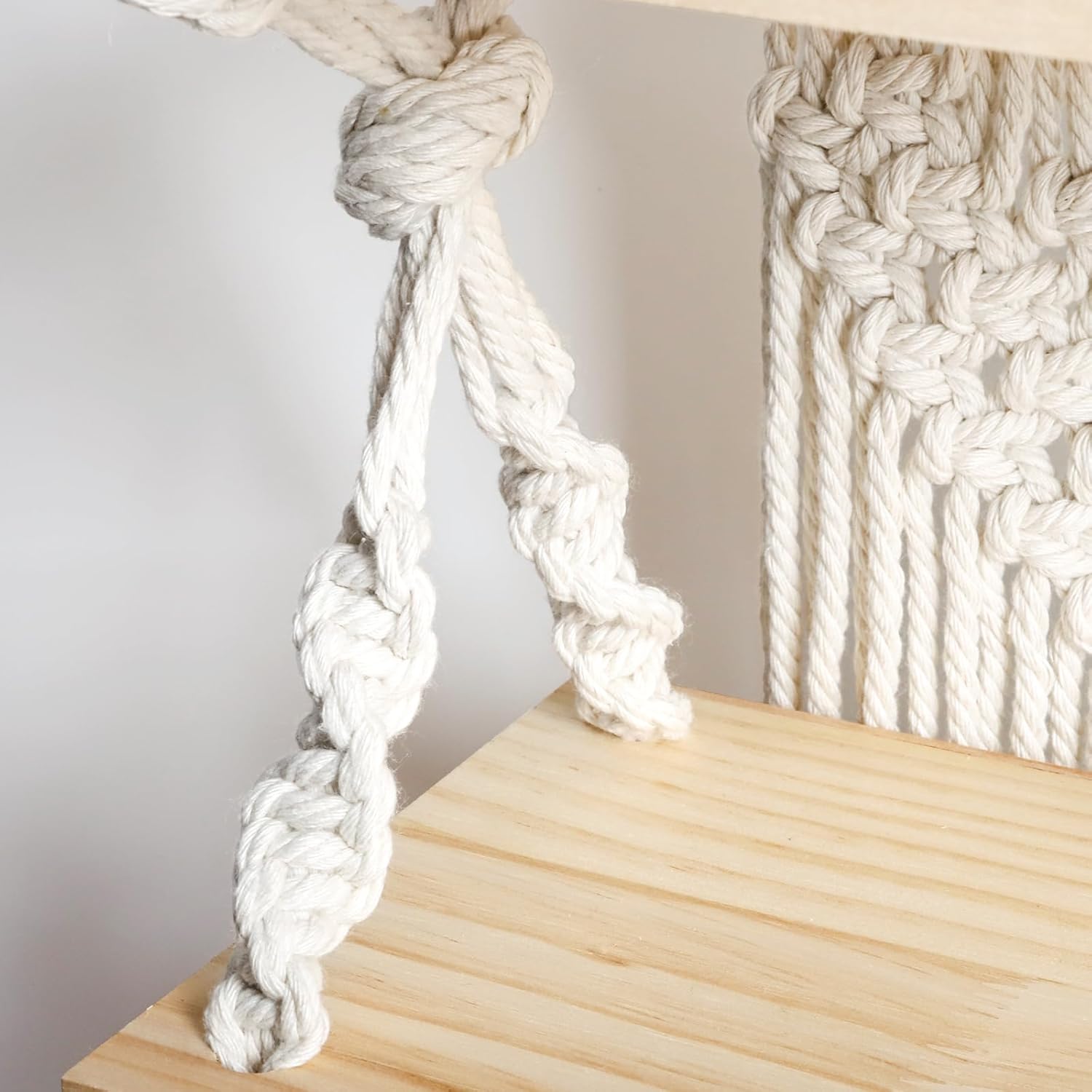 Macrame Wall Hanging Shelf with Wood Plant Rope Storage Q293499