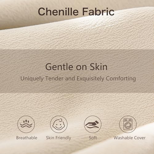 Chenille Lounge Chair with Ottoman, Beige, 1-Seat R52165