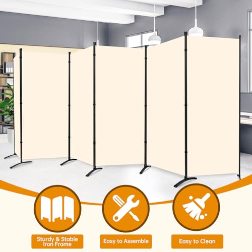 Room Divider Screen 3 Panel Folding Partition with Metal Frame, Grey N348
