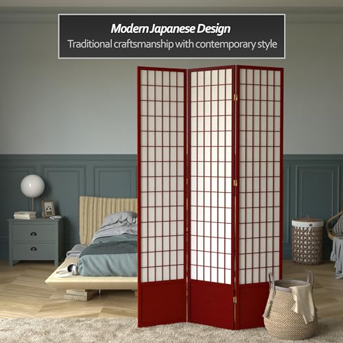 7 ft. Tall Window Pane Shoji Screen Room Divider, 3 Panels, White S15216