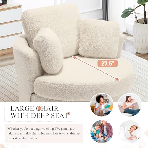 Round Swivel Barrel Chair with Ottoman for Living Room Bedroom G375183