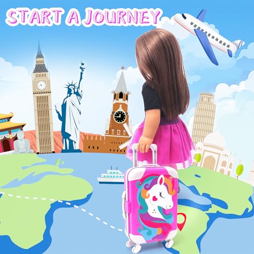 18 Inch Doll Travel Set with Suitcase, Dress, and Accessories B481