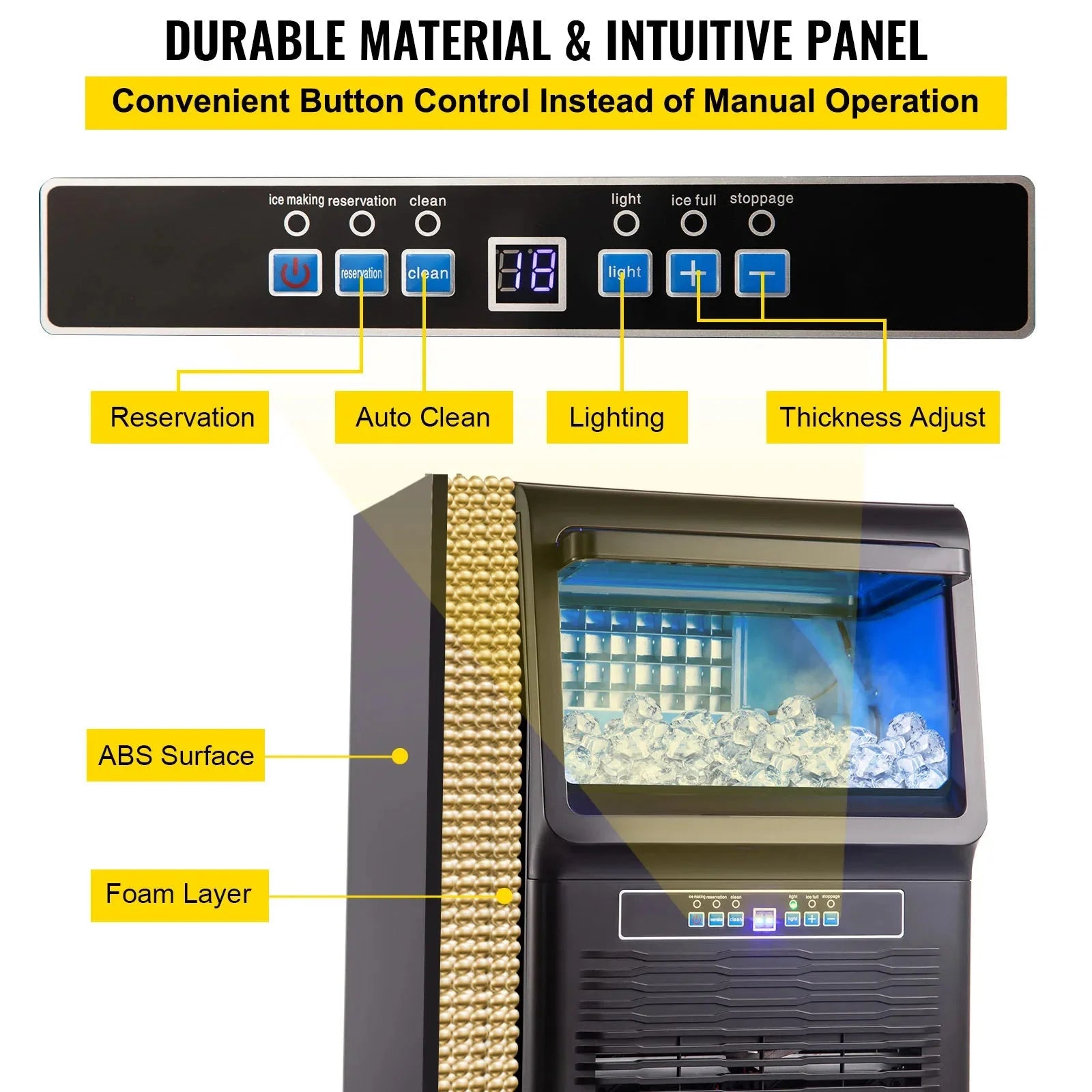 Commercial Ice Maker 30KG/24H Countertop Automatic Cube Ice Machine G46115