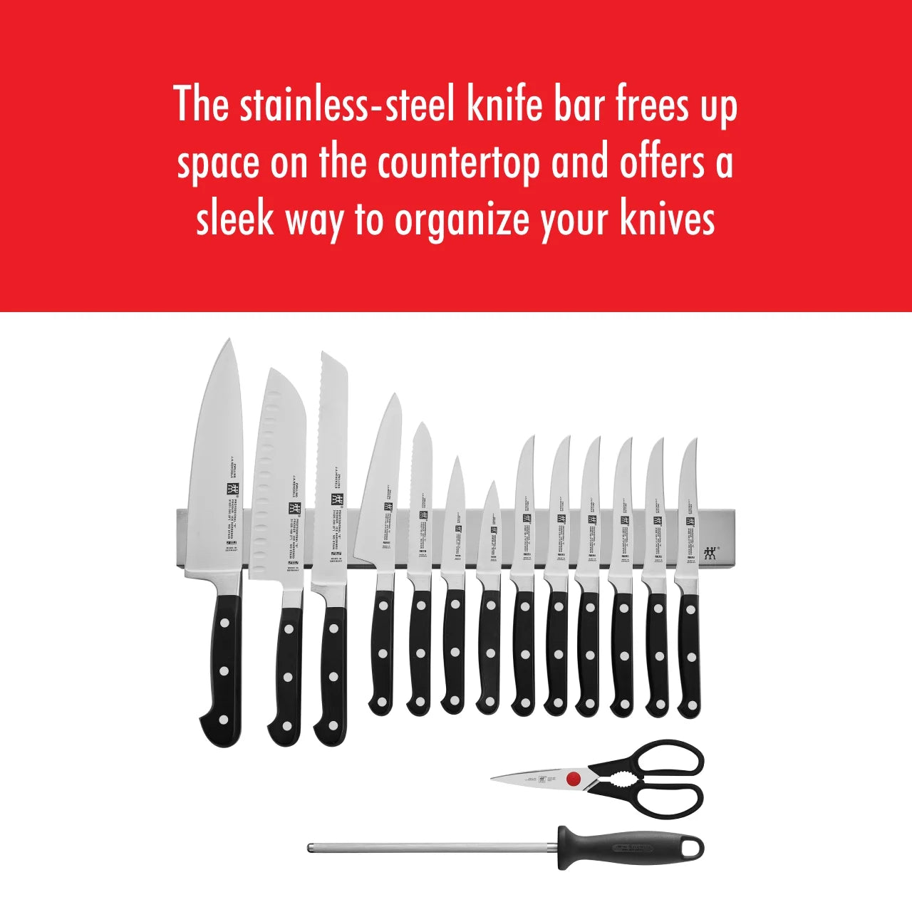 16-pc Knife Set with Stainless Magnetic Knife Bar D90566