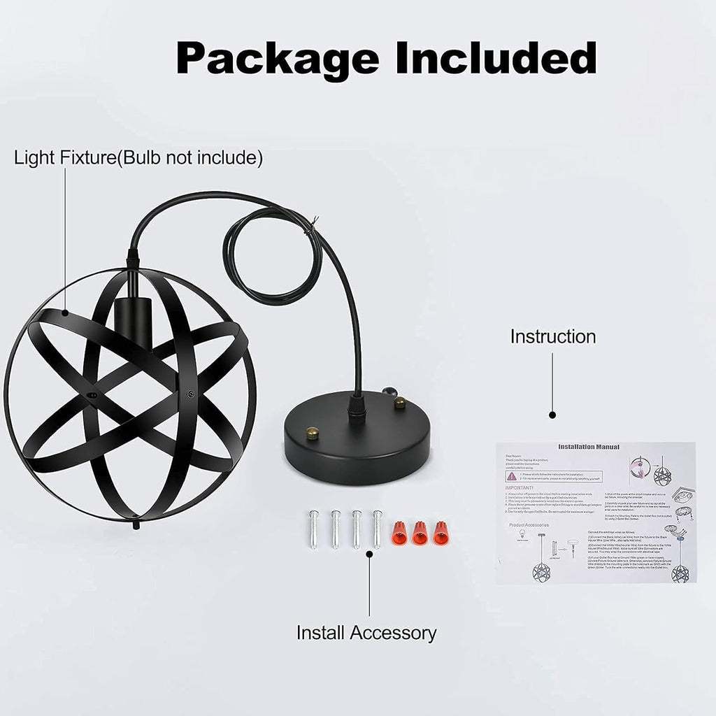 Black Spherical Pendant Light for Kitchen Island M365072