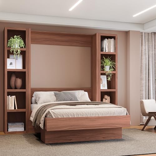 Queen Murphy Wall Bed with Two Bookshelves Z468
