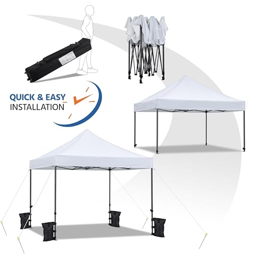 Heavy Duty Pop Up Canopy Tent 10x20 with Wheeled Carry Bag, White Q36763