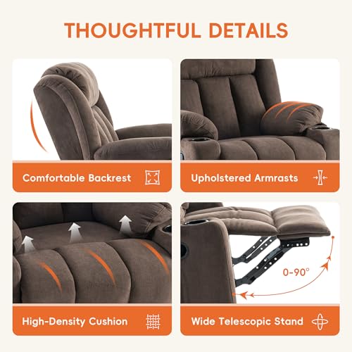 Swivel Recliner Chair with Massage and Heat, Fabric Upholstery, Lime Gray Y550941