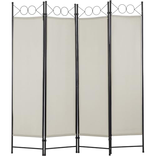 4 Panel Room Divider 6FT Steel Frame Folding Privacy Screen G872592