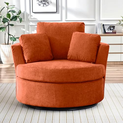 Round Swivel Barrel Chair with Ottoman for Living Room Bedroom G375183