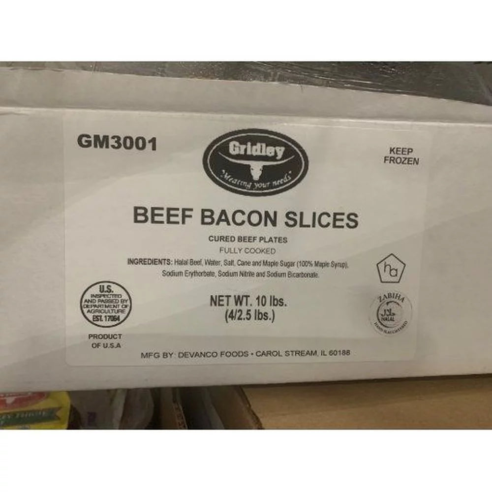 Sliced Halal Beef Bacon, 2.5 Pound J456