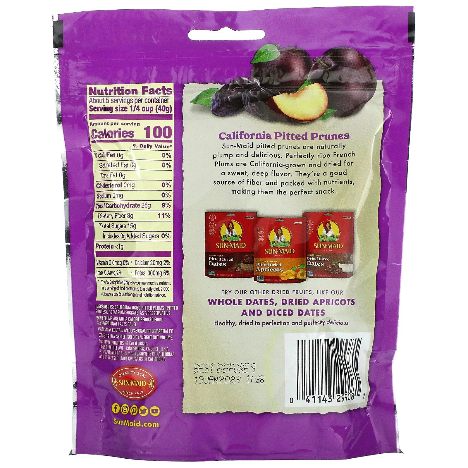 California Whole Pitted Prunes, Dried Plums, 7 oz Pack of 3 M380017