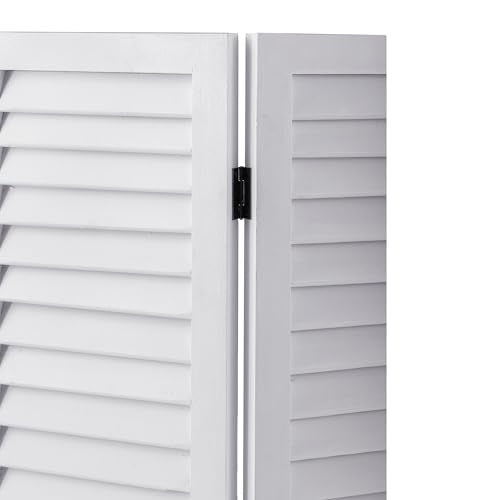 Wood Short Room Divider 3 Panel, 2.6 Ft Tall Folding Partition, White Freestanding Wall for Home Office O18628