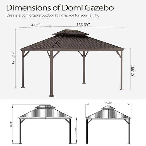 10 x 10 ft Hardtop Gazebo with Netting and Curtains, Galvanized Steel Roof for Patio K80436