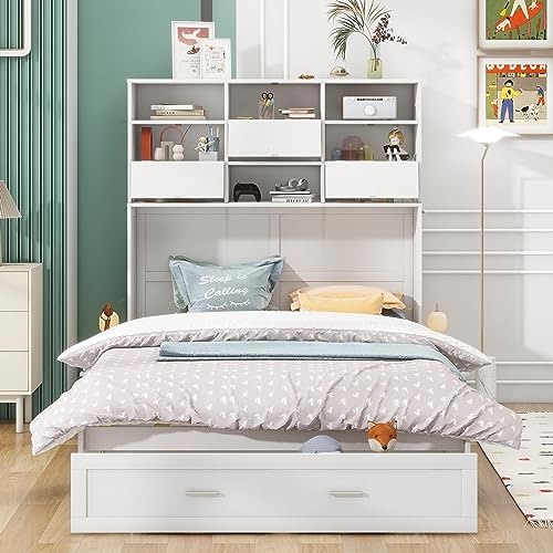 Queen Size Murphy Bed with Cabinet and LED Lights M1232