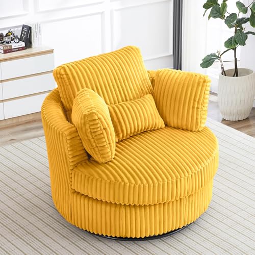 Round Swivel Barrel Chair with Ottoman for Living Room Bedroom G375183