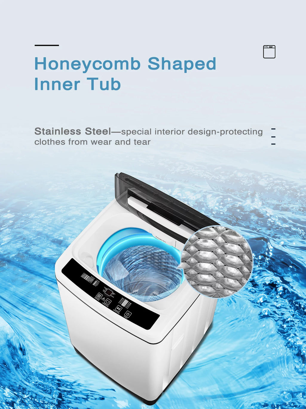 Portable Washing Machine, Compact Washer with Drain Pump, 11lbs Capacity U437529
