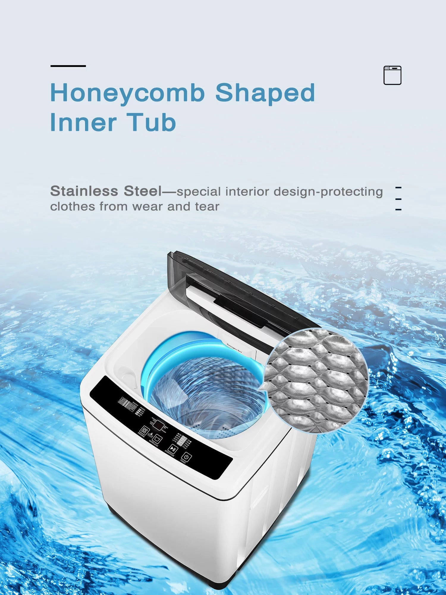 Portable Washing Machine, Compact Washer with Drain Pump, 11lbs Capacity U437529