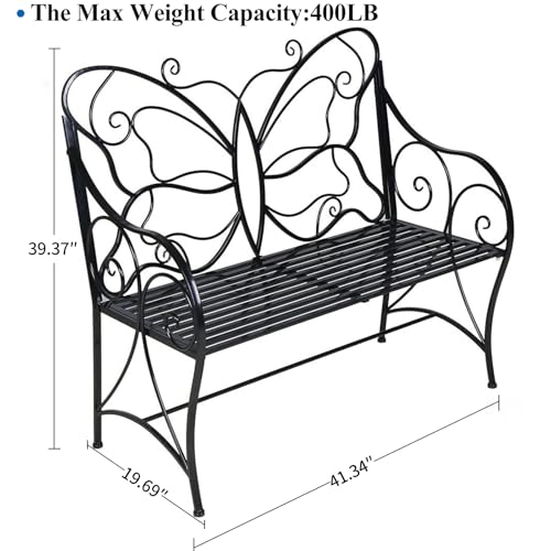 Outdoor Garden Bench Cast Iron with Armrests Y884
