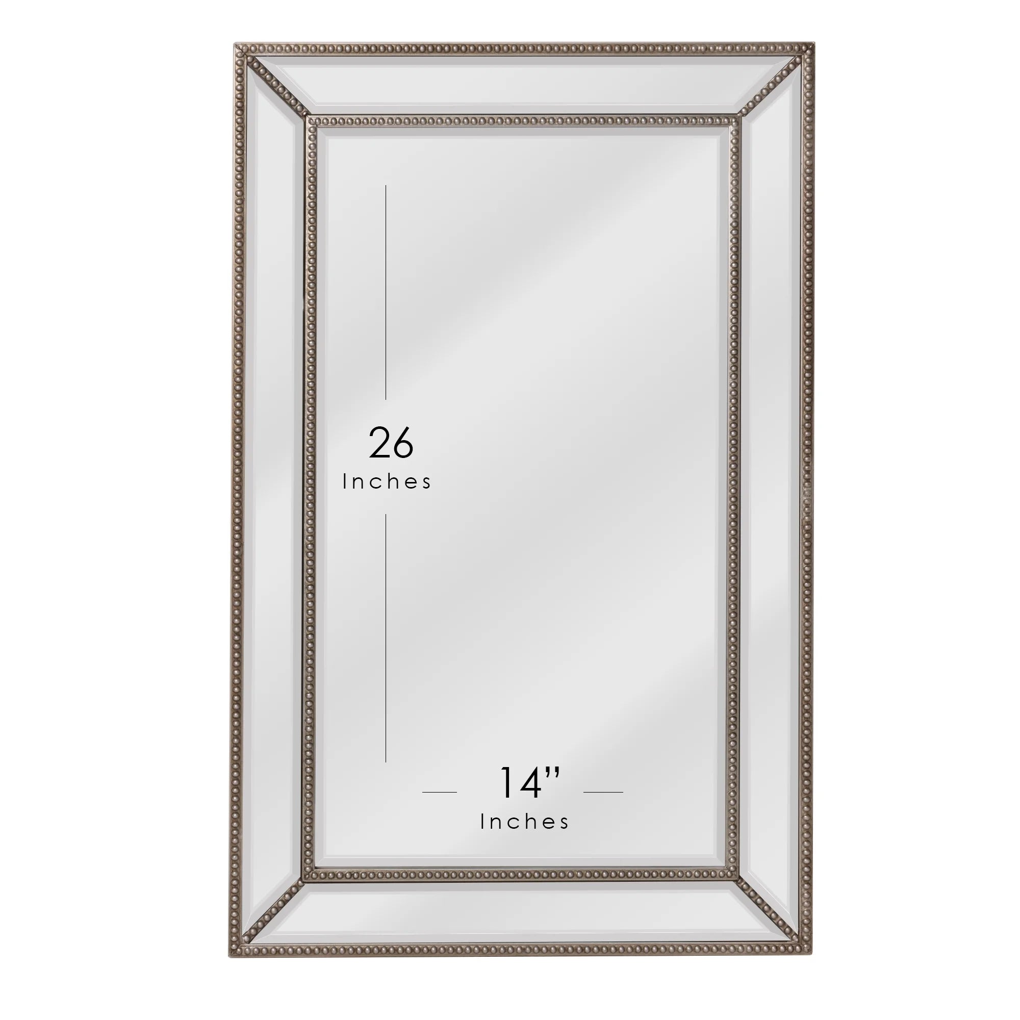 Champagne Silver Beaded Glass Framed Vanity Mirror - Rectangle for Bathroom & Living Room - 20"x32" H38896