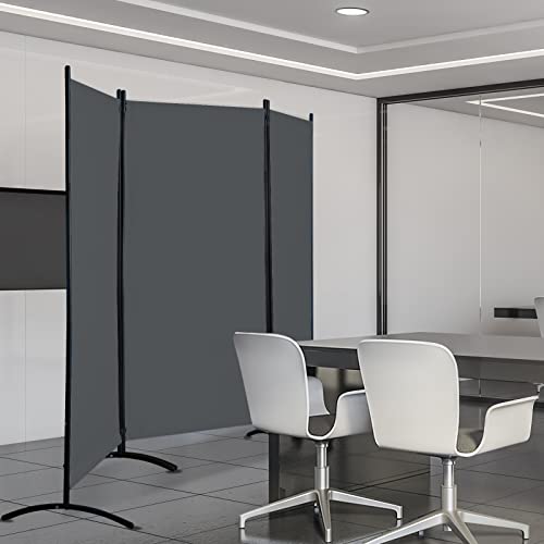 4 Panel Folding Room Divider Privacy Screen with Steel Frame F2996
