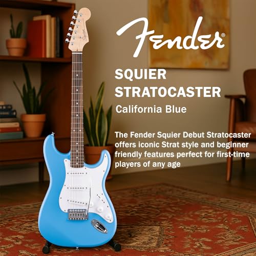 Stratocaster Electric Guitar Bundle with Amplifier, Gig Bag, Strap, Cable, Picks, and DVD F102