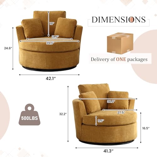 Round Swivel Barrel Chair with Ottoman for Living Room Bedroom G375183