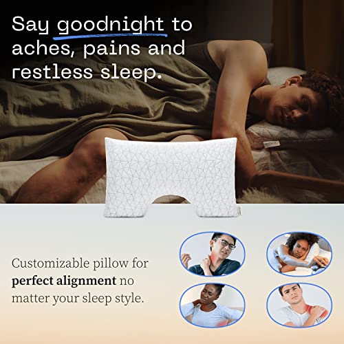 Adjustable Queen Bed Pillow, Cross Cut Memory Foam, Medium Firm for Side and Back Sleepers O458