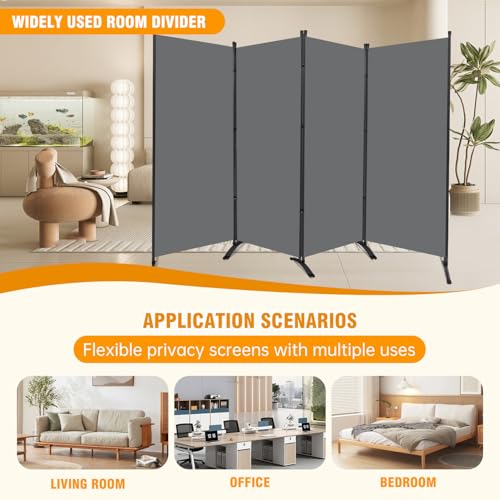 Room Divider Screen 3 Panel Folding Partition with Metal Frame, Grey N348