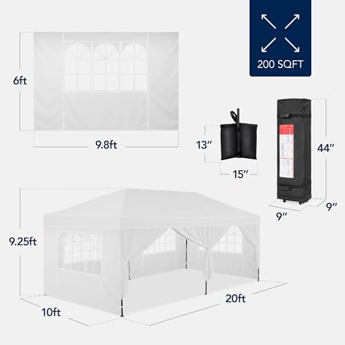 10x20 Party Tent, Waterproof Outdoor Canopy with Sidewalls S901683