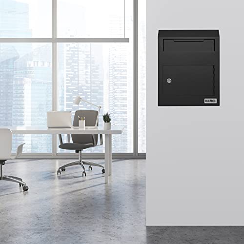 Wall Mount Locking Drop Box, Heavy Duty Steel Mailbox for Payments and Keys Z536