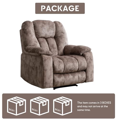 Manual Recliner Chair with Massage and Heat for Adults, Brown O26736